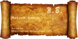 Matzek Bence névjegykártya
